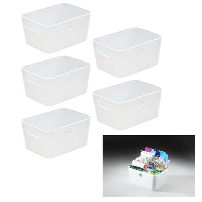 Type 1 Small Plastic Storage Box Organiser Container (pack of 5) 1.7L, Brilliant White, Filstorage
