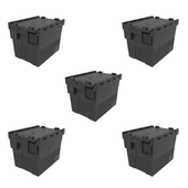 Loadhog 306 Heavy Duty Plastic Storage Container with lid (25 Litres), Black lid/Black Body / 5, Filstorage