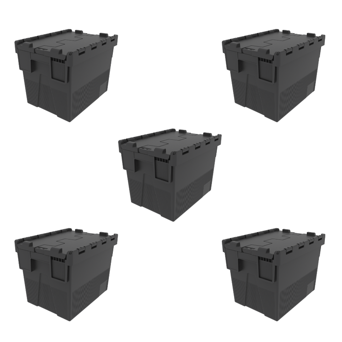 Loadhog 306 Heavy Duty Plastic Storage Container with lid (25 Litres), Black lid/Black Body / 5, Filstorage