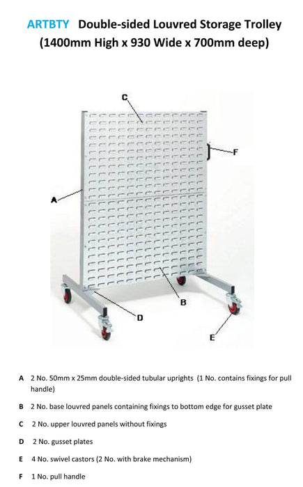 Mobile Double-Sided Louvre Panel Parts Storage Trolley, Default Title, Filstorage
