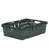 10 x Supermarket Bale Arm Crate (35L), Green, Filstorage