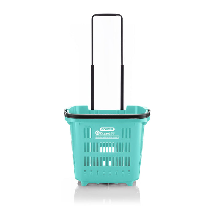 Set of 5 Bundle: Plastic Shopping Trolley Basket 34L (6 Colours), Oceanis, Filstorage