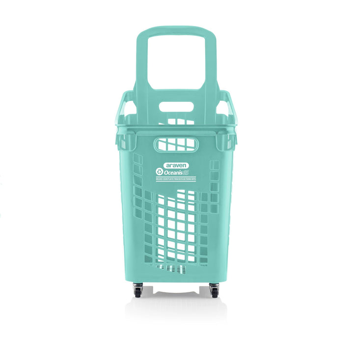 X-Large 4 Wheel Plastic Trolley Basket 65L (4 Colours), Oceanis, Filstorage