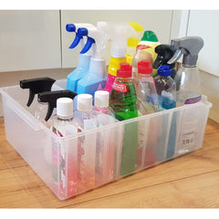 Clear Plastic Storage Box Organiser Under Sink Cupboard Wardrobe Container 110mm H