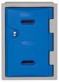 Offer: Set of 4 LK1 Plastic Lockers 450mm H, 450mm High / Blue / Key Operated Lock, Filstorage