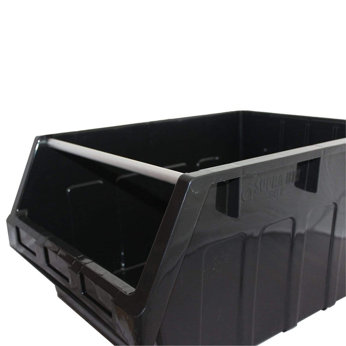 Large Stack & Nest Bin Supra 8 Stacking Storage Bin - Black 300mm H x 425mm W x 600mm D, FBSUP8 RECY, Filstorage