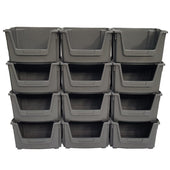 Large Open Front Stacking Storage Picking Wall - Grey, 12 Bin Wall, Filstorage