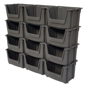 Large Open Front Stacking Storage Picking Wall - Grey, 12 Bin Wall, Filstorage