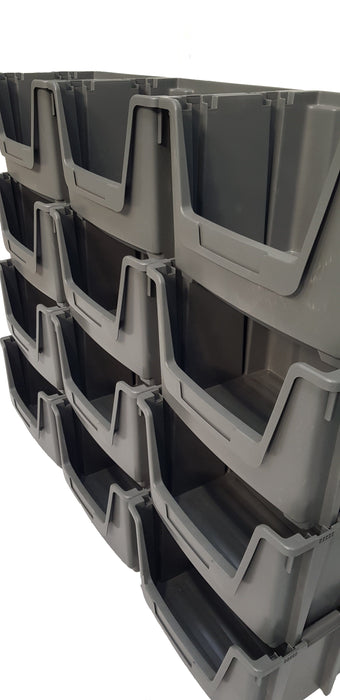Large Open Front Stacking Storage Picking Wall - Grey, 12 Bin Wall, Filstorage
