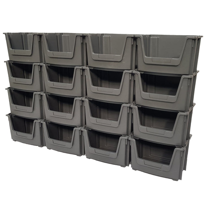 Large Open Front Stacking Storage Picking Wall - Grey, 12 Bin Wall, Filstorage