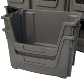 Grey Large Open Front Stacking Storage Pick Bin Containers 50L, Default Title, Filstorage