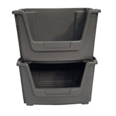 Grey Large Open Front Stacking Storage Pick Bin Containers 50L, Default Title, Filstorage