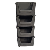 Grey Large Open Front Stacking Storage Pick Bin Containers 50L, Default Title, Filstorage