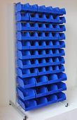 Freestanding Louvre Panel Parts Bin Storage Rack Various Sizes, Single Sided Unit with Bins, Filstorage