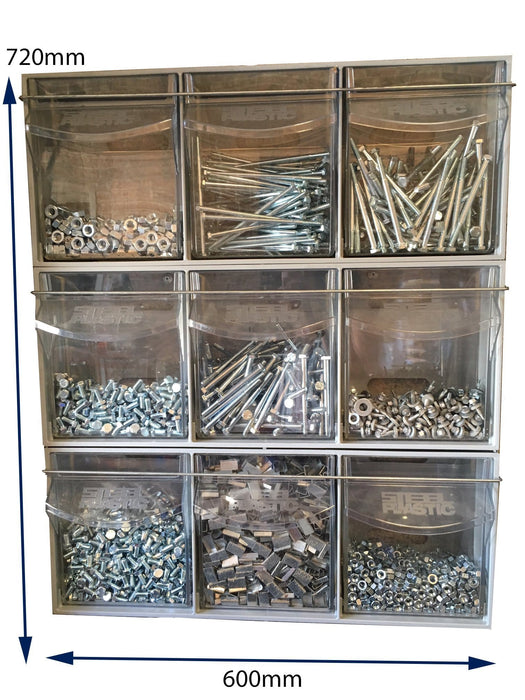 Complete Van Storage Tilt Bin Kit (9 compartments), Tilt Bin Van Kit 9 compartments, Filstorage