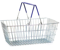 Wire Shopping Baskets with 2 Handles 21L (4 Handle Colours), Blue / 1, Filstorage