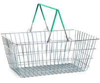 Wire Shopping Baskets with 2 Handles 21L (4 Handle Colours), Green / 1, Filstorage