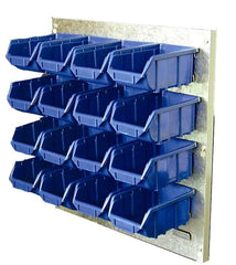 Metal Wall Storage Kit with 16 Plastic Parts Bins (Steel Panel)