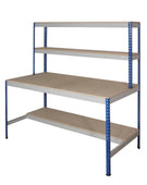 Half Undershelf Workstation Workbench 1830mm H x 915mm D, 915 / Chipboard / Grey/Blue, Filstorage