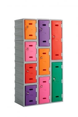 Bundle Offer: 28 x LK1 Plastic Locker 450mm H, 450mm High / Blue / Key Operated Lock, Filstorage