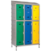 Offer: Set of 4 LK1 Plastic Lockers 450mm H, 450mm High / Blue / Key Operated Lock, Filstorage