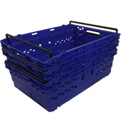 10 x Supermarket Bale Arm Crate (35L), Green, Filstorage